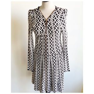 INC V Neck Long Sleeve Zipper Sweater Dress